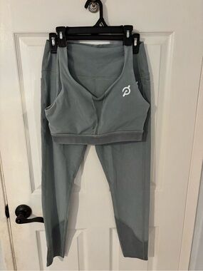 Peloton Sage Green Sports Bra and Leggings Set